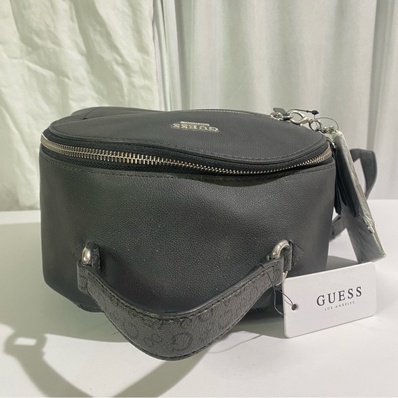 NWT Guess Turley SV755331 Women's Coal Black Faux Leather Logo Backpack W/Wallet - Picture 8 of 14